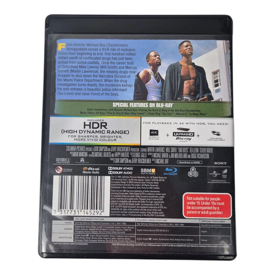 Bad Boys - 1995 Will Smith Martin Lawrence Action - RARE OZ 4K UHD / Blu-Ray - Image 3 of 3