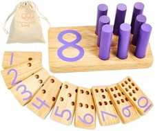 Counting Peg Board - Montessori Math and Numbers for - Wooden Math Manipulati...