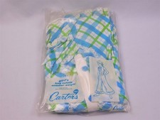 Vtg MOD Girl's Carter's Green Blue Plaid Long Culotte Summer Weight Cotton Sz 4y