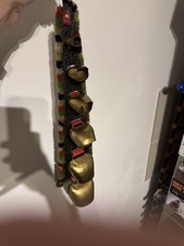 Antiker Alpen-Glockenriemen 62cm Fahrtriemen 6 Kuhschellen handgeschmiedSchloss