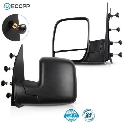 Manual Mirrors Pair Set For 2003-2014 Ford Econoline Black Manual Fold
