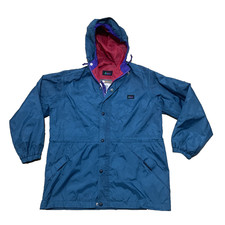 vtg 90s Hooded REI Elements Jacket Youth M Teal Green Blue Rain Coat Boys Girls