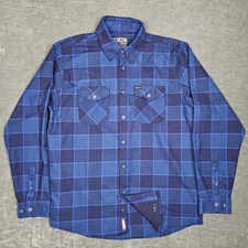 Dixxon Flannel Shirt Mens Large Blue Plaid Snap-On Limited Edition Workwear