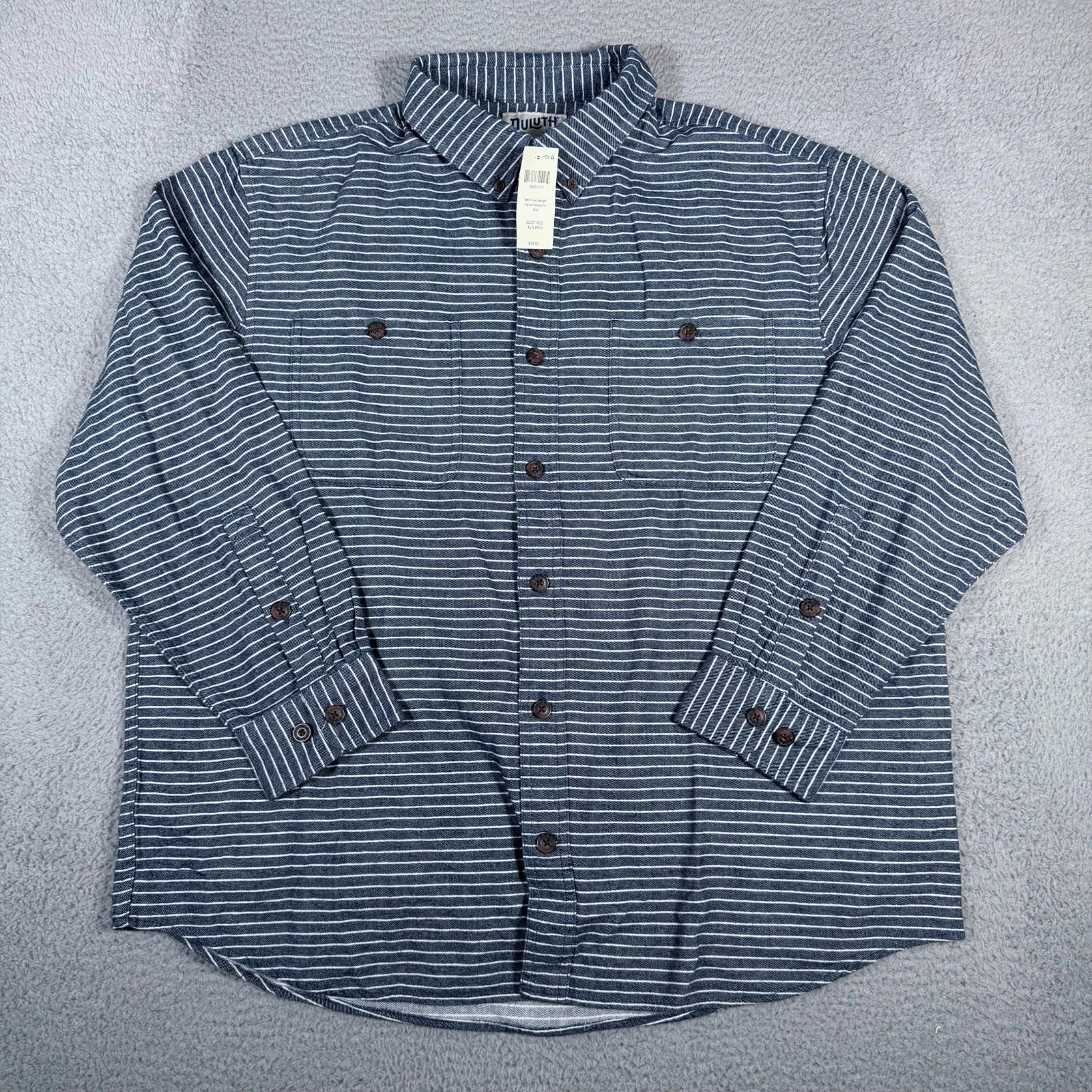Duluth Shirt Mens XL Blue Striped Free Swingin Flannel Button Up Relaxed Fit New