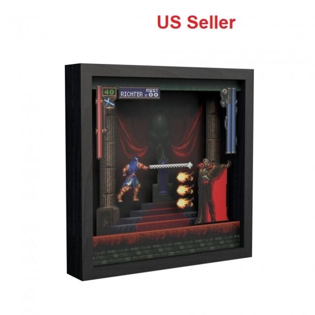 Pixel Frames Castlevania SotN Intro Dracula 9x9 Shadow Box Art Official Licensed