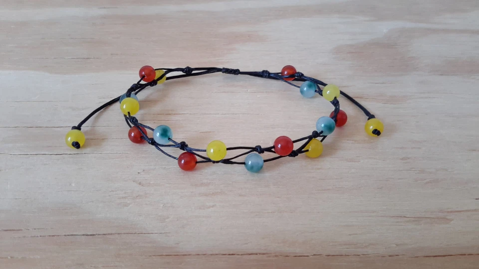 Handmade Carnelian Yellow Agate Green Agate Bead Bracelet - Image 3 of 4