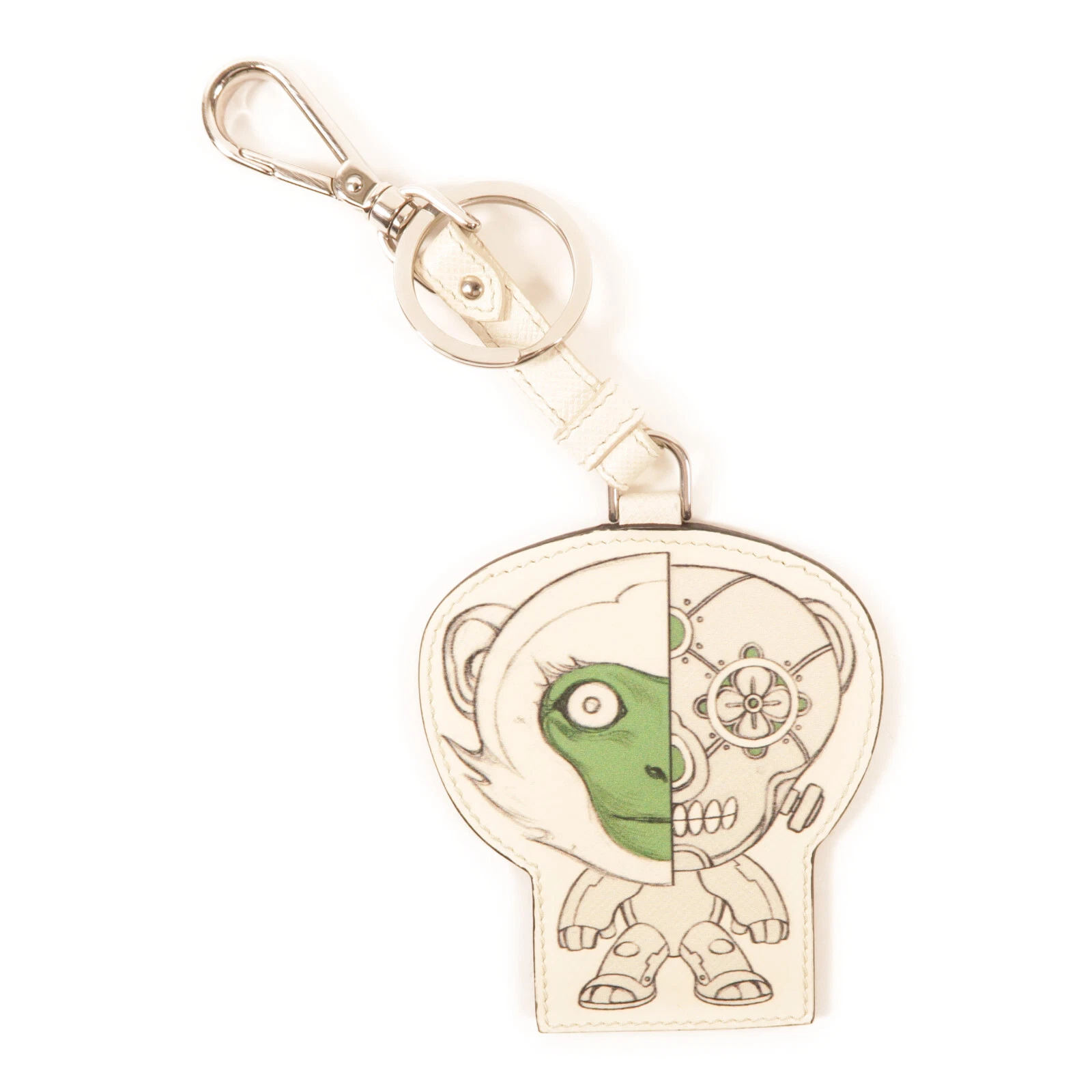 Charm PRADA in pelle di vitello bianco