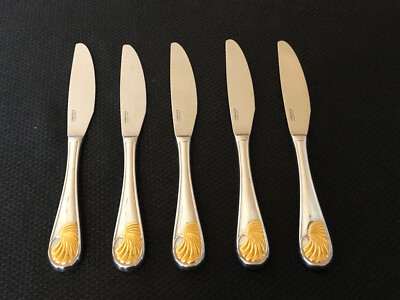 5 YAMAZAKI Celine Gold Stainless 18/8 Japan Cragg Silverware Dinner Knives