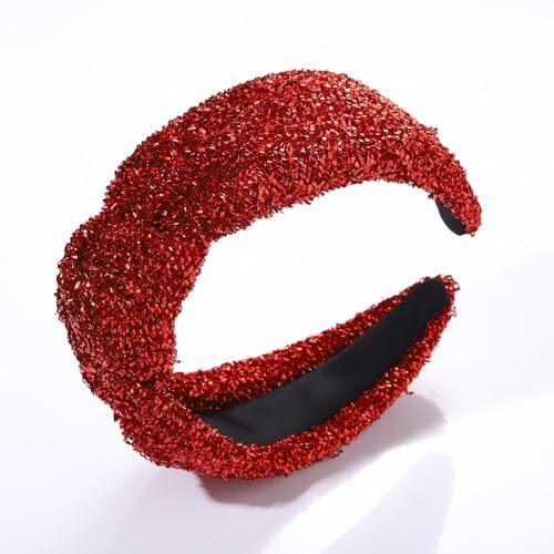 Christmas Headband Knotted Headbands for Women Green Sliver Gold Tinsel Top Red - Picture 4 of 7