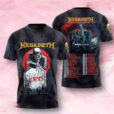 Megadeth Announces Destroy All Enemies Tour Dates 2024 3D Unisex T-Shirt S-5XL