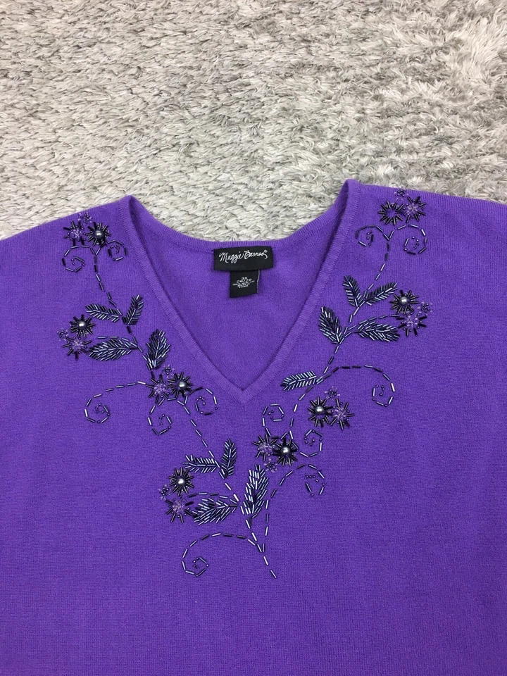 Top mujer Maggie Barnes talla 3X púrpura cuello en V 100 % acrílico Foto 4 de 4