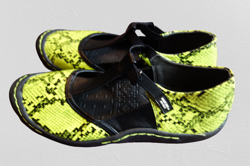 yellow snakeskin flats