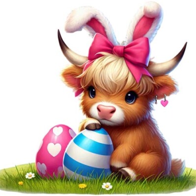 Farbe Ostern Hochland Kuh Wandbild Schlafzimmer Laptop Vinyl Aufkleber Abziehbild 6 Größen