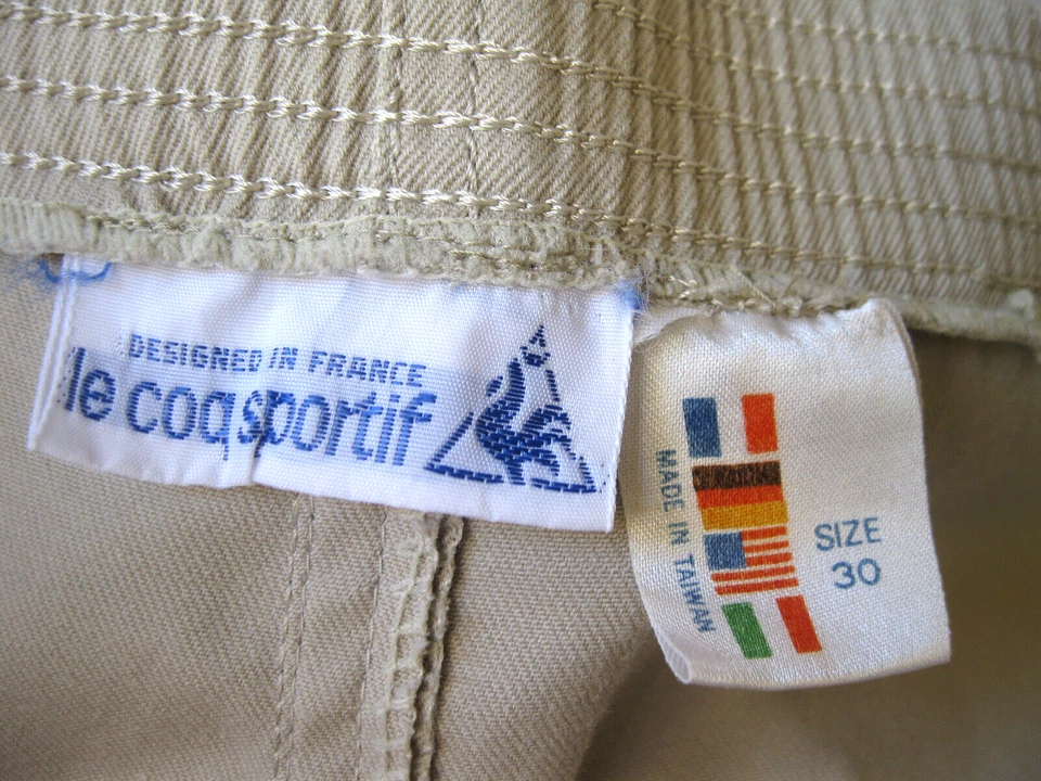 Pantalones Cortos De Colección Años 90 Le Coq Sportif Bicicleta Retro Caqui Acolchado Gamuza Cintura 34" Unisex Foto 4 de 4