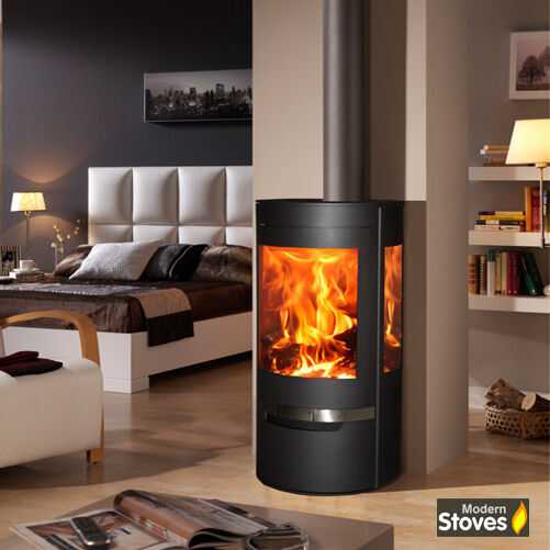 Wood Burning Stove 3 Sided Contemporary Curved Multi -Fuel Stove Suerte  Aduro 3800212221715 | eBay