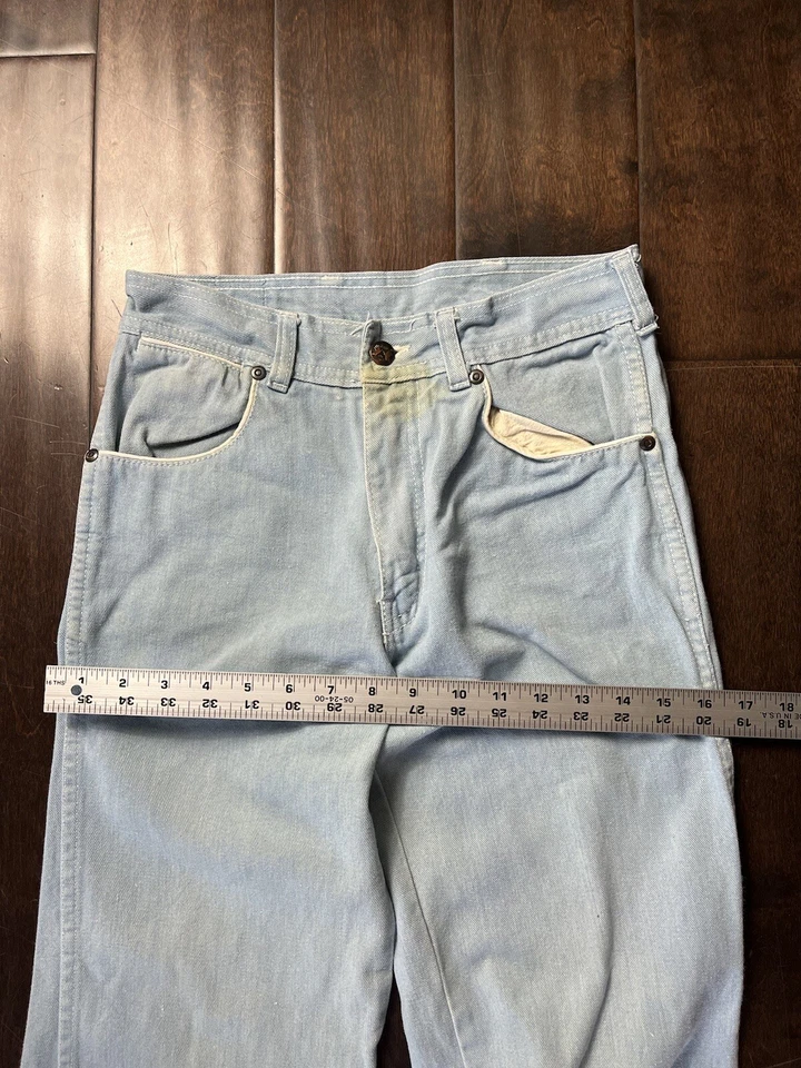 Pantalones de mezclilla vintage años 70 Sears manos fuera desgastados parte inferior campana 26x27 Foto 2 de 4