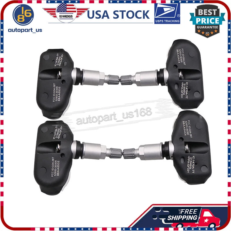 Sensor de presión de neumáticos de 4 piezas TPMS apto para Hyundai Sonata Tuscon Tiburon 2007-2008 Foto 2 de 4