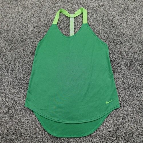Nike Shirt Womens Extra Small Green Swoosh Drifit Loose Sleeveless Tank Top Gym