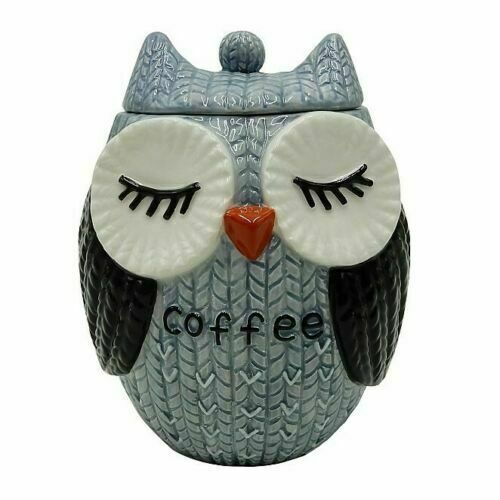 George Home Ceramic Owl Knit Effect Coffee Canister Storage Jar