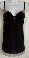 Vintage Victorias Secret Lace Pushup Bra Black Babydoll Chemise 34D Nightie