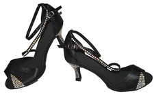 NEW Lady's size 8 1/2 Black Dance Shoes with 3" Heel Chromium Suede Outer Sole