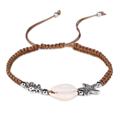 Damen Boho Muschel Charm Natur Armband Fußkettchen Muschel Knöchel Fuß Seil Schmuck