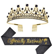 Officially Retired Sash and Tiara Set Retirement Party Crown and Sash for Women