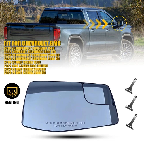 For Chevrolet Silverado GMC Sierra 1500 Rearview Mirror Glass Heated Passenger M