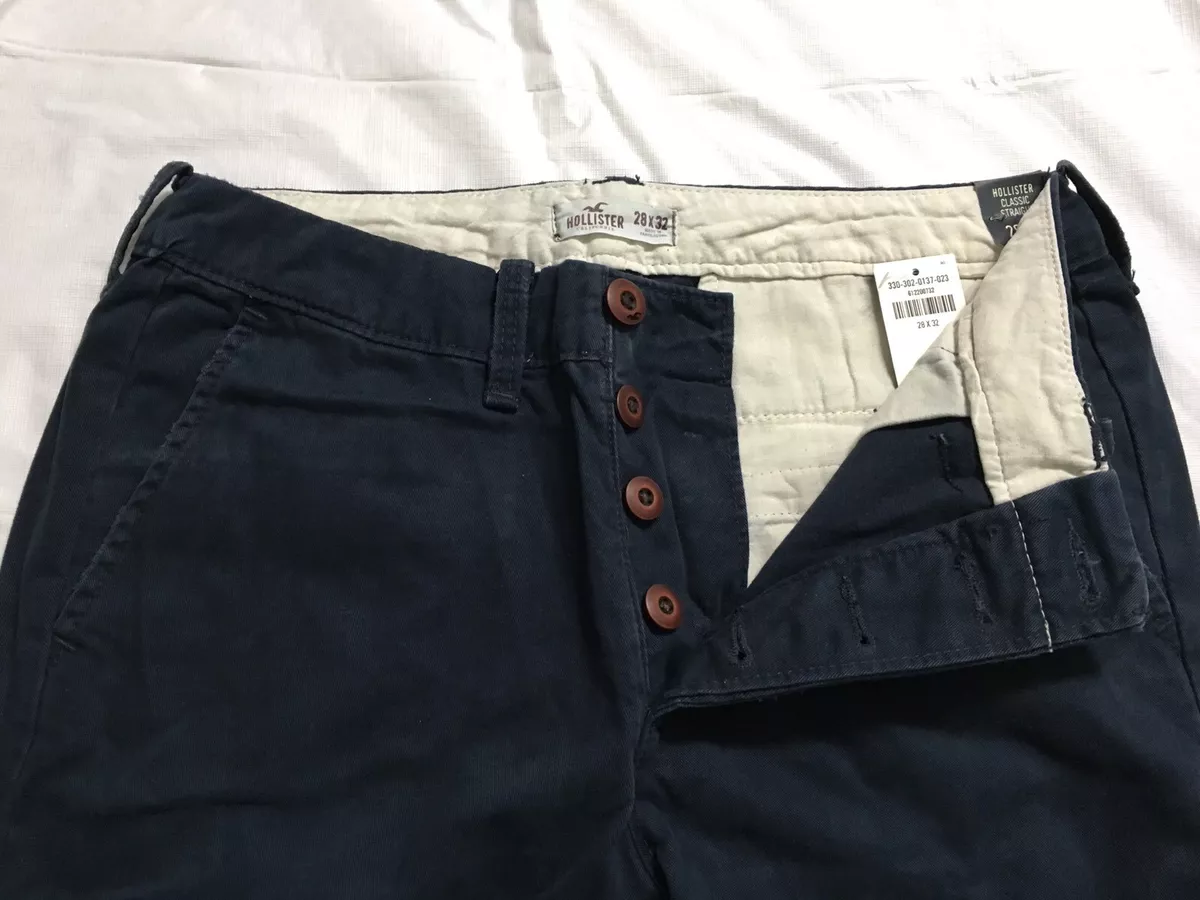 Hollister Pants Mens 28x30 Classic Fit Straight Leg Button Fly Navy Blue Casual