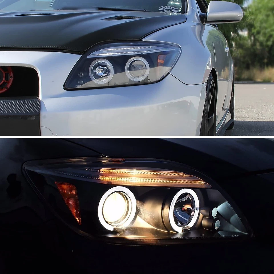 Fits 05-10 Scion tC Matte Black LED Halo Projector Headlights Lamps Left+Right - Image 2 of 4