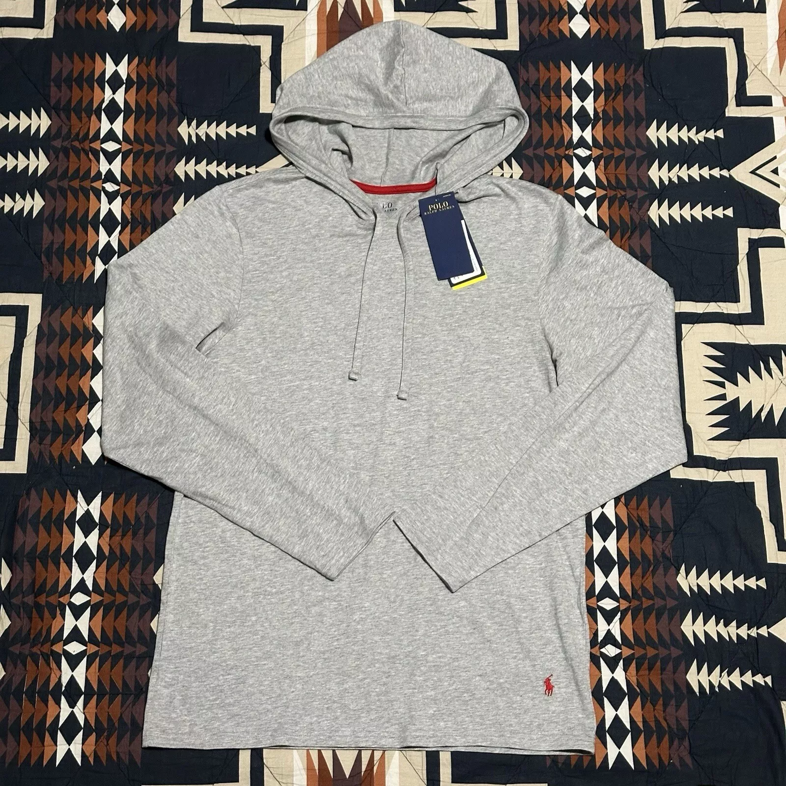 Sweat à capuche homme Polo Ralph Lauren Supreme Comfort Classic Cruise gris taille S neuf avec étiquette