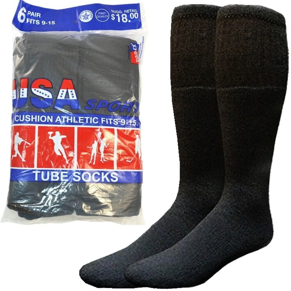 12 Paris Mens Black Cotton Athletic Sports Tube Socks 22" Size 9-15
Opens in a new window or tab