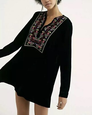 NEW Free People Always Forever Black Velvet Embroidered Tunic Dress Sz XS Z206-3 | eBay NEW Free People Always Forever Black Velvet Embroidered Tunic Dress Sz XS Z206-3 | eBay