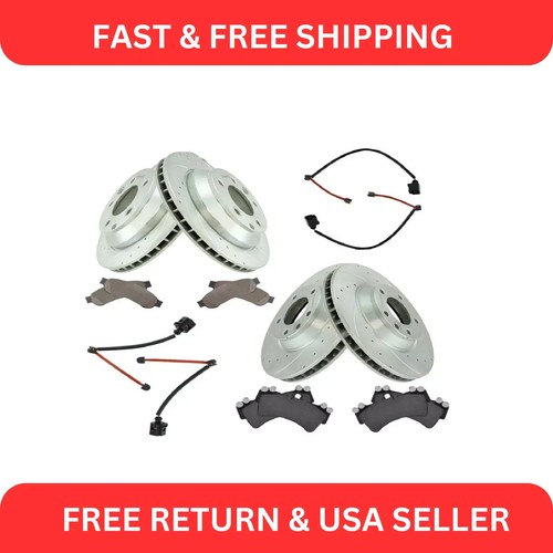 Performance Brake Rotor Drilled Slotted Zinc Coated & Ceramic Pad Front Rear Kit