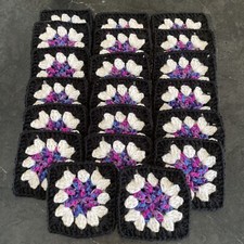 Lot of 20 5"Variegated Purple FLOWER Crochet GRANNY SQUARES Blocks AFGHAN Orchid