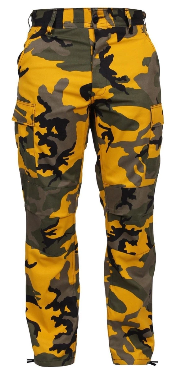 Yellow camo store trousers mens