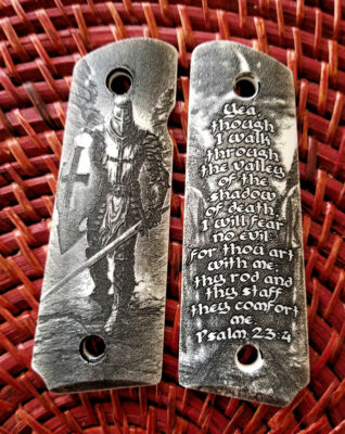 1911 full size engraved imitation ivory grips Crusader Knight