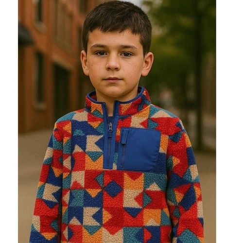 Cat & Jack Pullover Fleece Jacket Geometric Print Quarter Zip L(12/14) Unisex