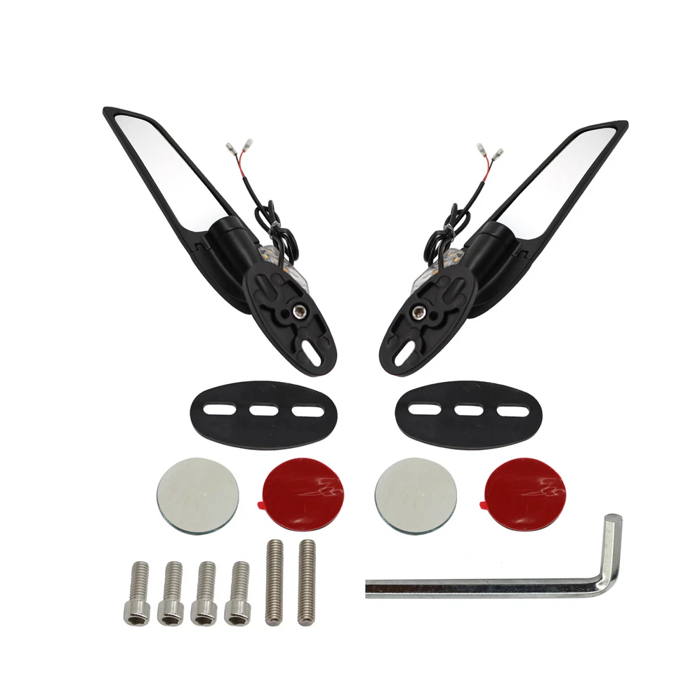Wing Rearview Side Mirrors LED Turn Signal For Suzuki GSXR 600 750 1000 GSX1000 Foto 2 de 4