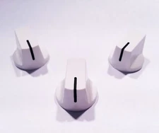 White Pointer Knobs with Set Screws 1/4" for DIY Effects Pedal Projects-Set of 3