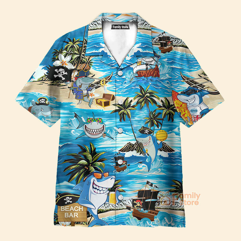 Shark Amazing Pirate Beach Bar Hawaiian Shirt