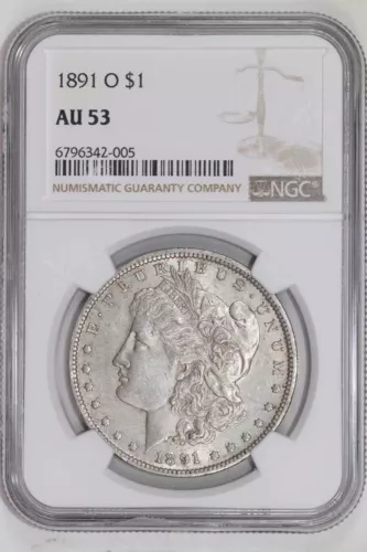 1891-O MORGAN DOLLAR NGC AU53