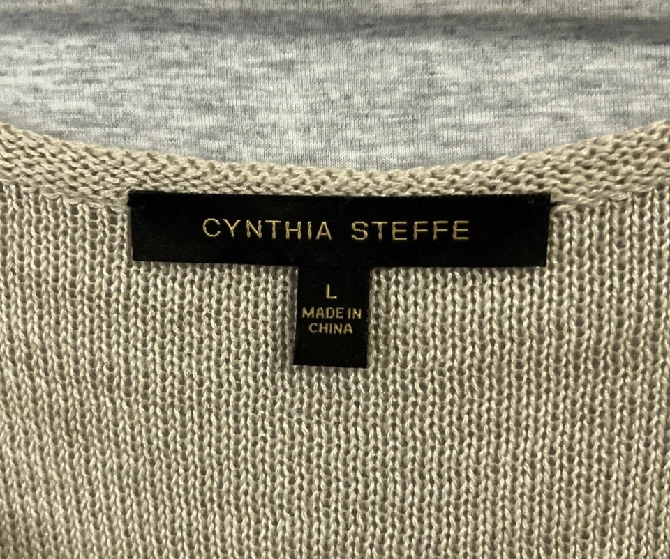 Cynthia Steffe Dress Womens Large Tan Tiered Ruffle Knit Flapper Sleeveless  - Image 3 of 4