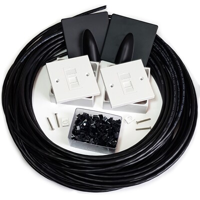 25m CAT6a Internet Verlängerungsset Außen Außen Kabel RJ45 Wandblende