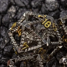 Sage's Draconic Prison Midnight Cage Hollow Metal Polyhedral Dice Set DnD