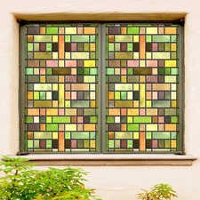 3D Lattice 1864NAO Window Film Print Sticker Cling Stained Glass UV Block Fa