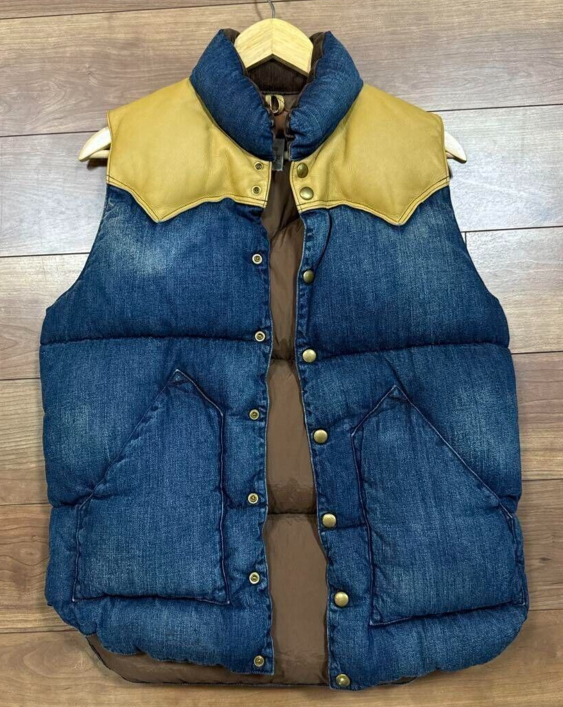 Rocky Mountain Featherbed × BEAMS Exclusive Denim Down Vest Size