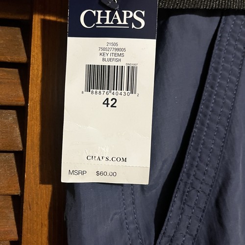CHAPS Shorts Men's 42 x 9 Blue Cargo Zip Nylon Flat Front Belted Logo New - Picture 3 of 13