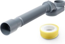 Flexible Freestanding Tub Drain Kit, Low Profile Flat P Trap for 1 1/2" Gray 