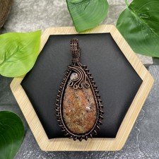 2.85  Polished Gemstone Copper/Brass Wire Wrapped Pendant New Free Ship B7244